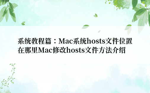 系统教程篇：Mac系统hosts文件位置在那里Mac修改hosts文件方法介绍